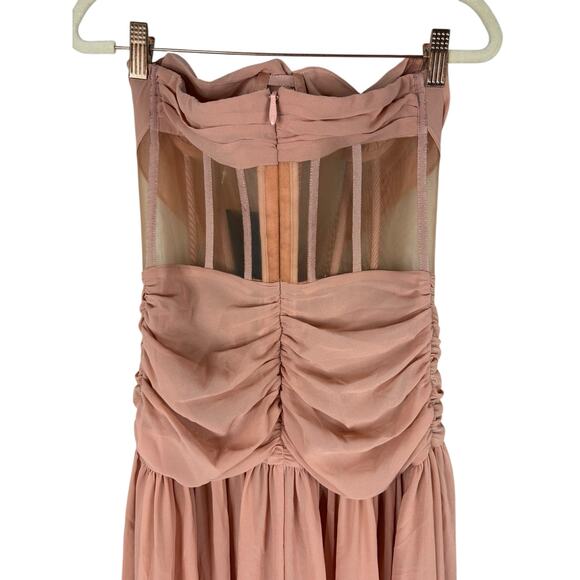 NBD Aaron Mesh Corset Gown Strapless Party Formal Statement Gala Prom Blush XS - Picture 12 of 12